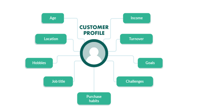 An image showing the different demographics of a customer/user profile/persona.